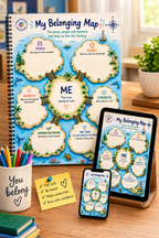 My Belonging Map printable resource for children showcasing belonging, identity, and emotional wellbeing.