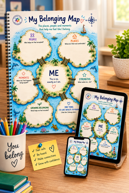 My Belonging Map printable resource for children showcasing belonging, identity, and emotional wellbeing.